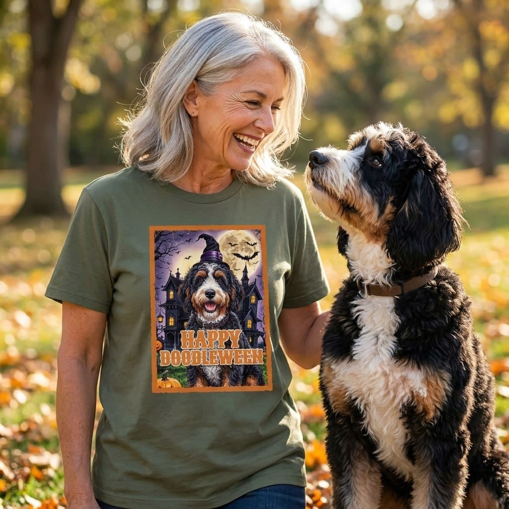 Bernedoodle Happy Doodleween T-Shirt in by Puppy Jo