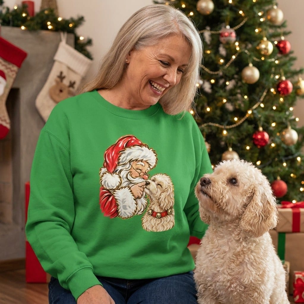 Maltipoo Santa Kiss Sweatshirt in by Puppy Jo