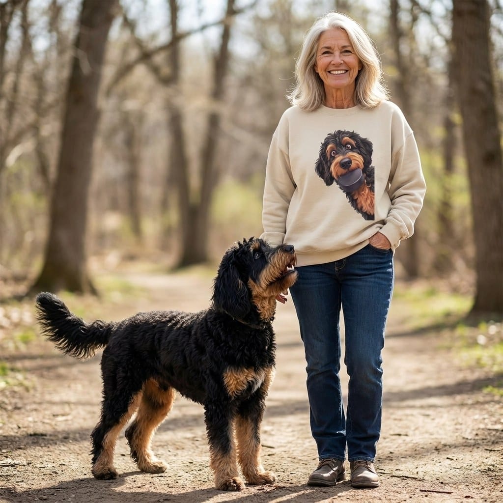 Phantom Goldendoodle Hockey Puck Sweatshirt in by Puppy Jo