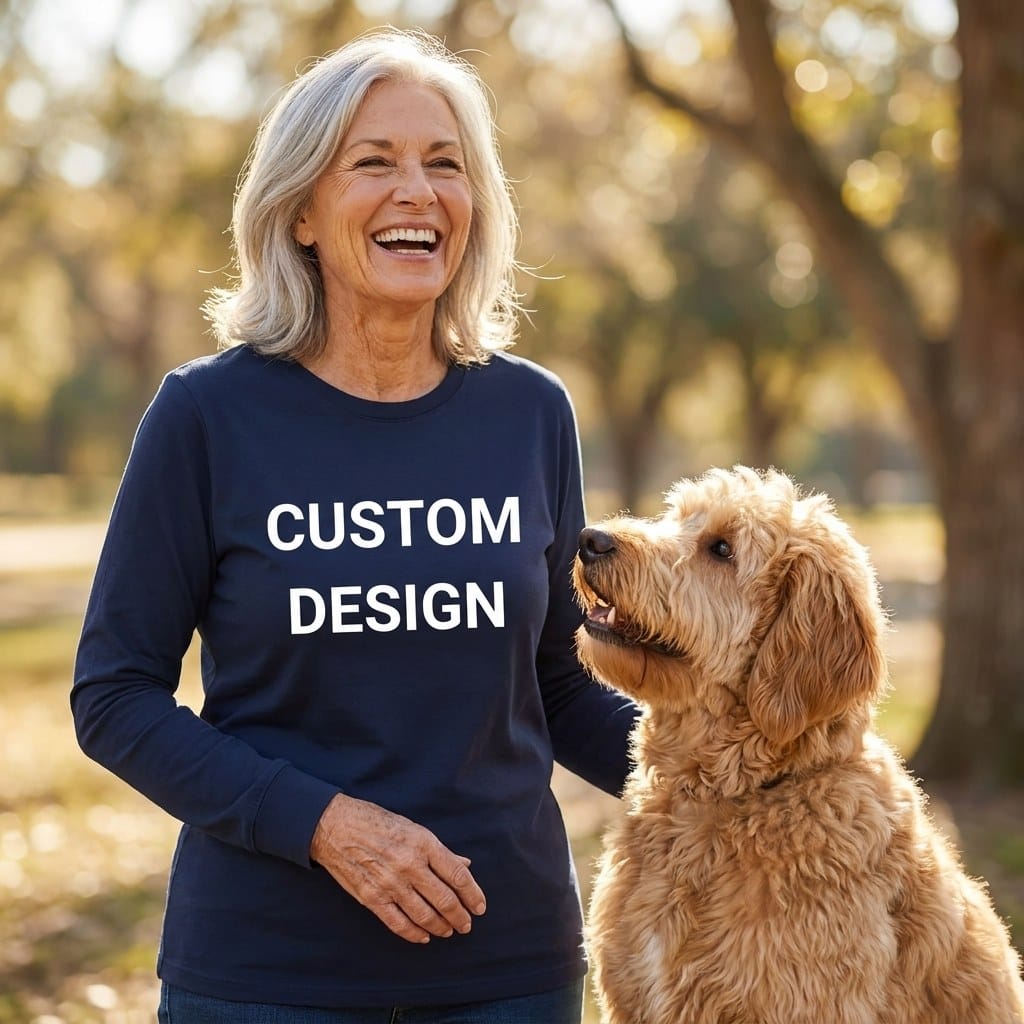 Your Ideas - One of a Kind Design - Custom Long Sleeve T-Shirt in by Puppy Jo
