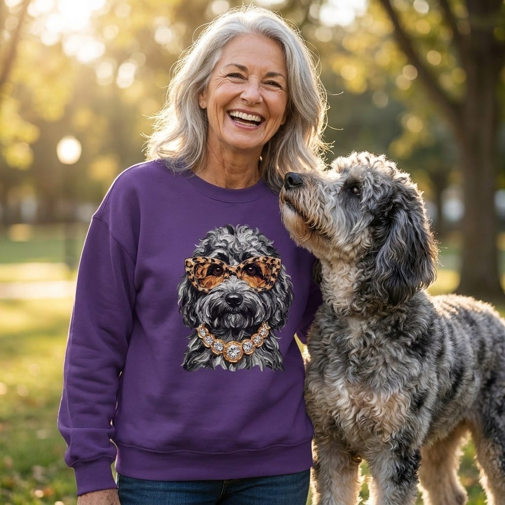 Merle Goldendoodle Glam Sweatshirt in by Puppy Jo