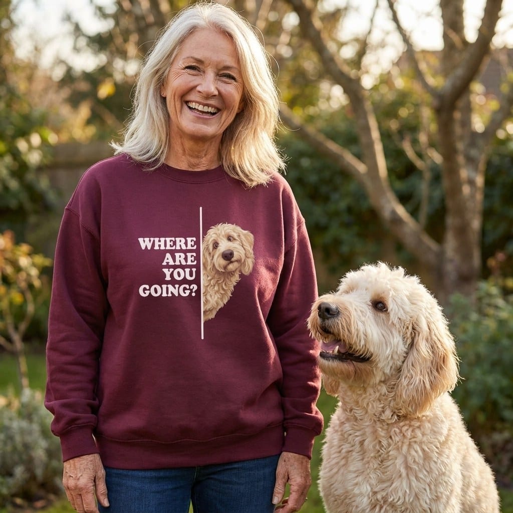 Where Going Cream Goldendoodle Sweatshirt in by Puppy Jo