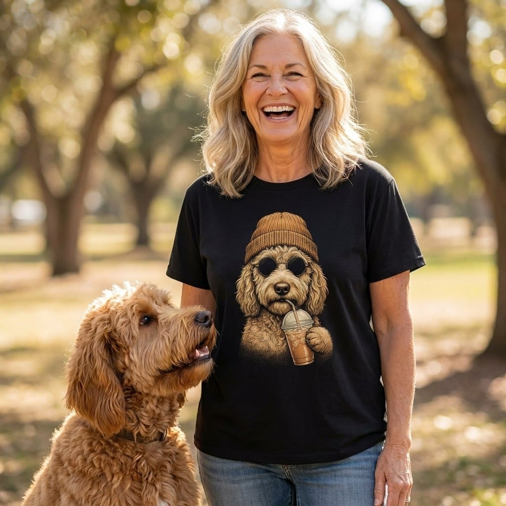 Golden Goldendoodle Ice Latte Signature T-Shirt in by Puppy Jo