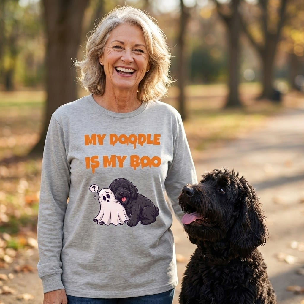 Black Goldendoodle My Boo Long Sleeve T-Shirt in by Puppy Jo