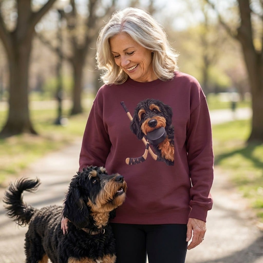 Phantom Goldendoodle Hockey Sweatshirt in by Puppy Jo