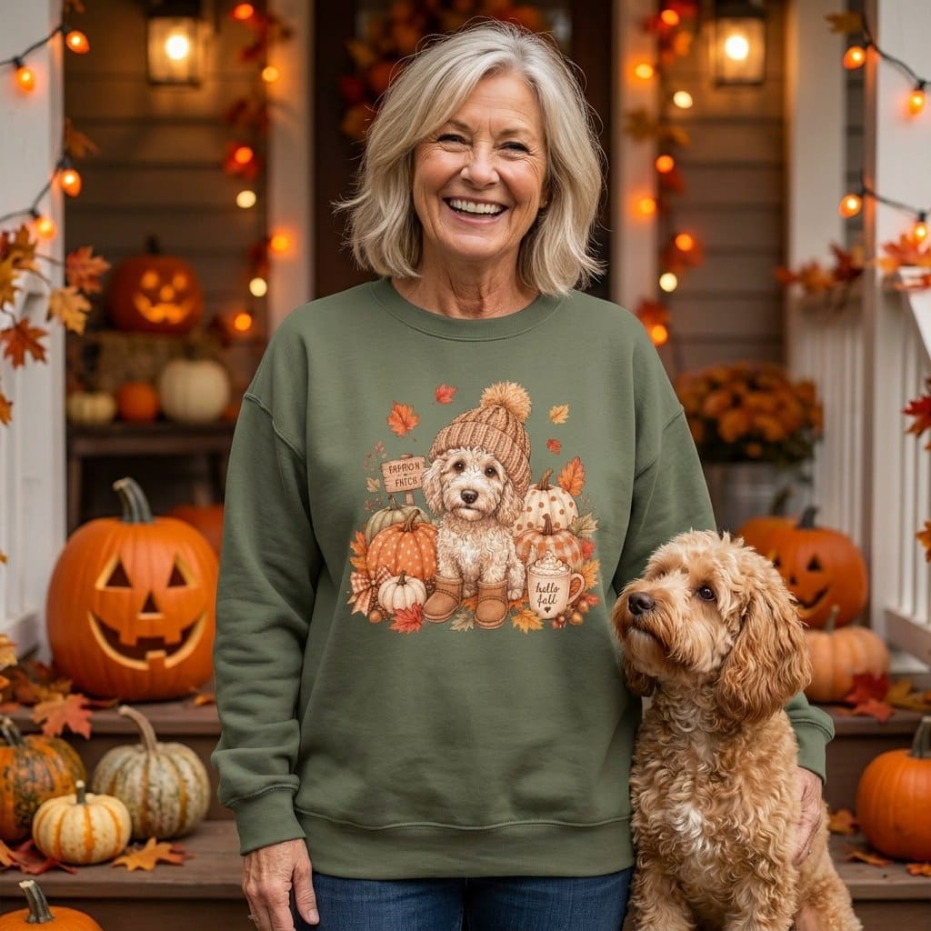 Maltipoo Pumpkin Patch Sweatshirt in by Puppy Jo