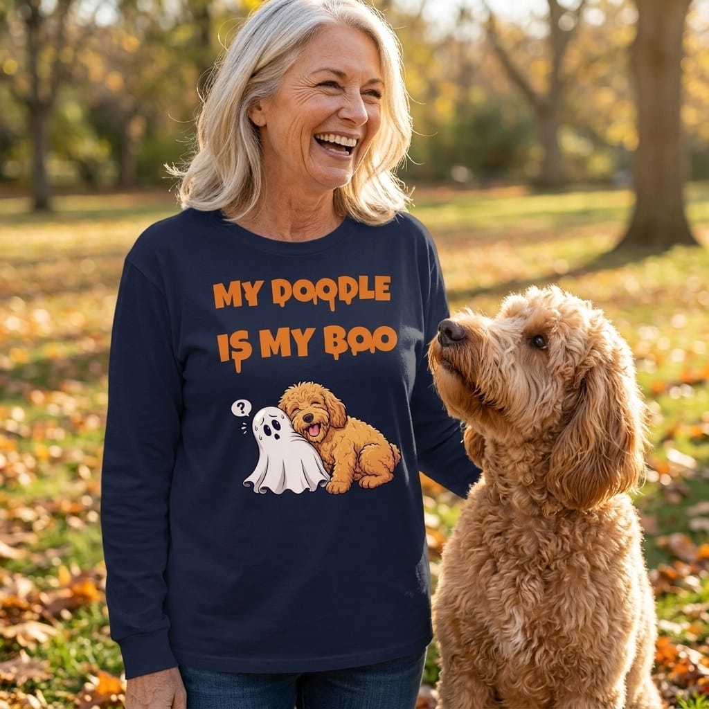 Apricot Goldendoodle My Boo Long Sleeve T-Shirt in by Puppy Jo