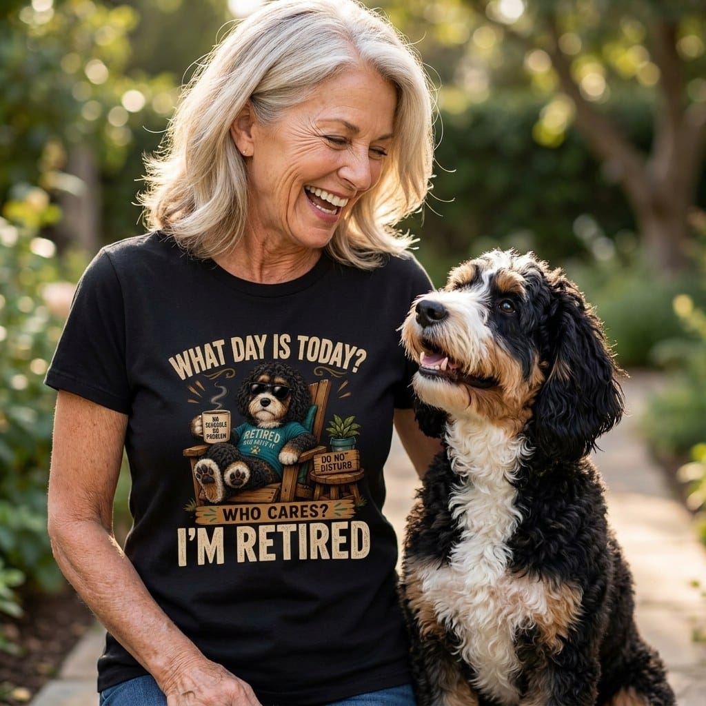 I'm Retired Bernedoodle Signature T-Shirt in by Puppy Jo