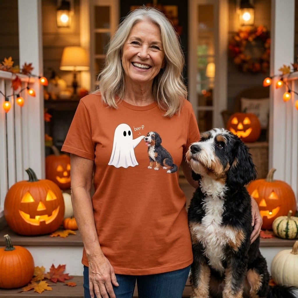 Bernedoodle Ghost Boop T-Shirt in by Puppy Jo