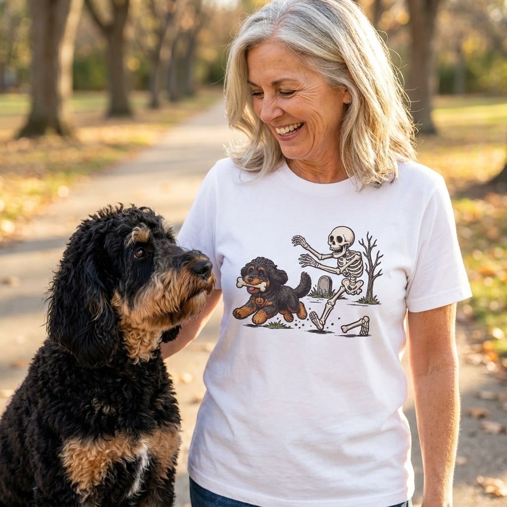 Phantom Goldendoodle Bone Thief T-Shirt in by Puppy Jo