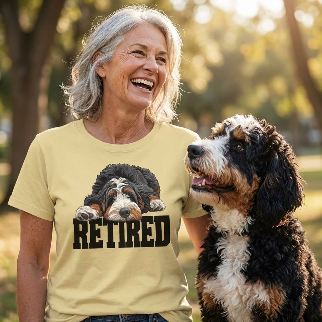 Retired Sleeping Bernedoodle Signature T-Shirt in by Puppy Jo