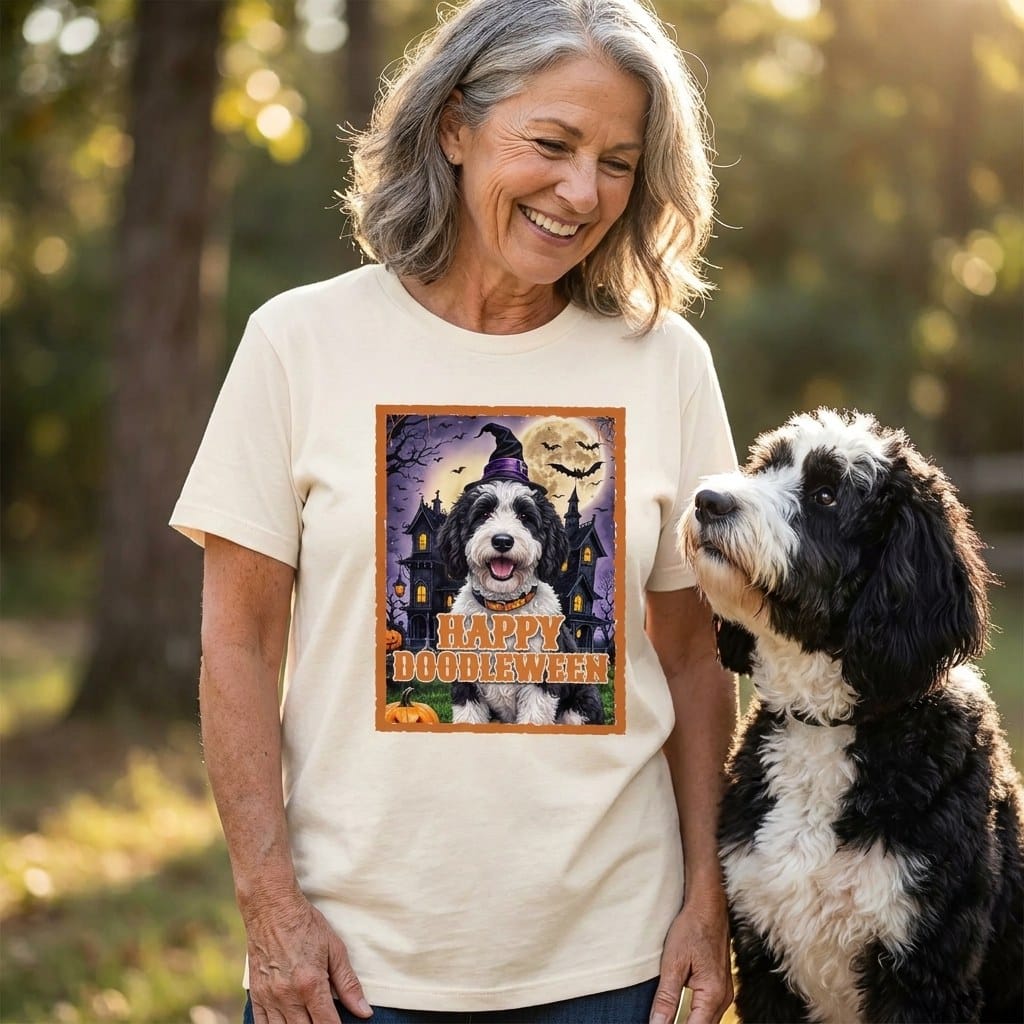 Sheepadoodle Happy Doodleween T-Shirt in by Puppy Jo