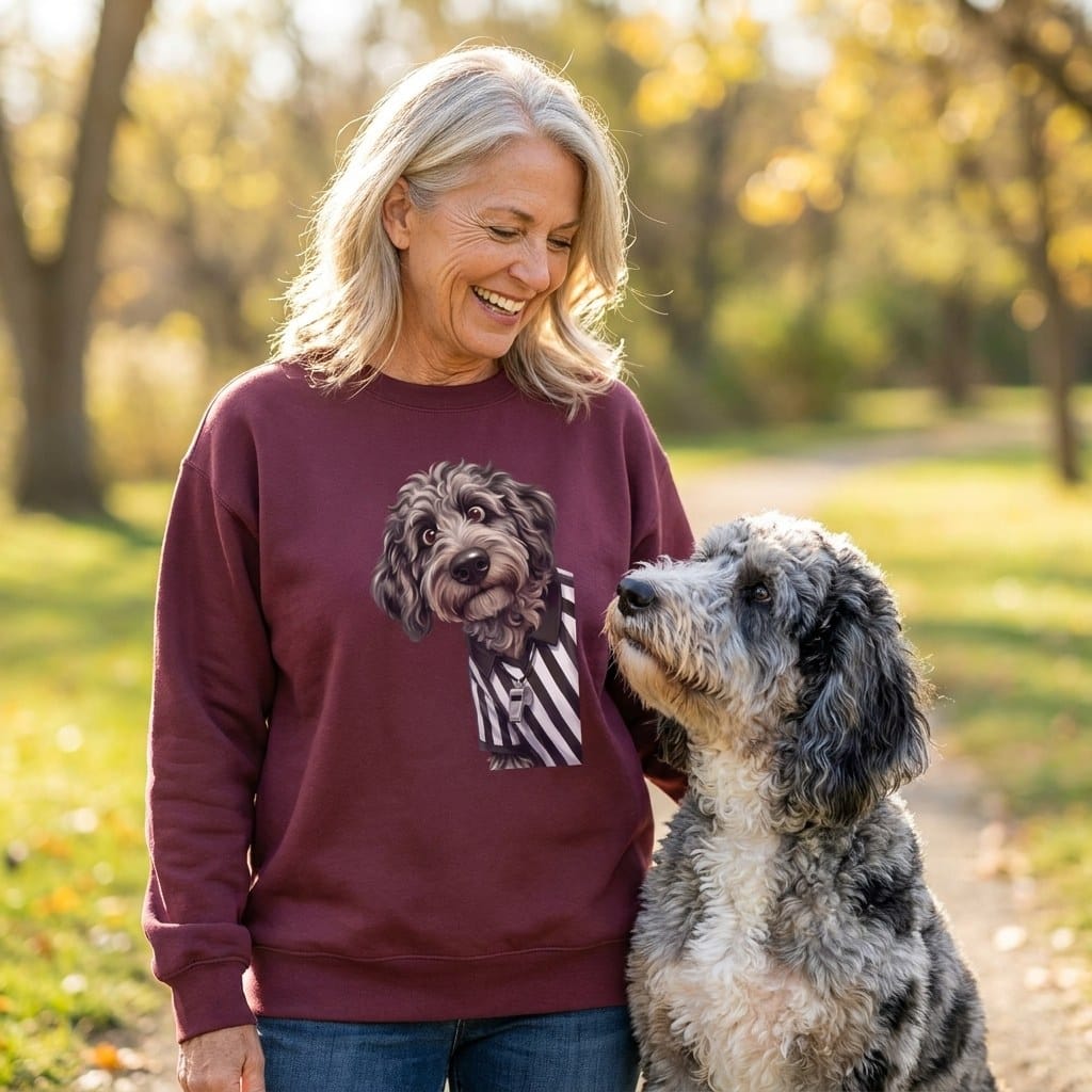 Merle Goldendoodle Football Referee Sweatshirt in by Puppy Jo