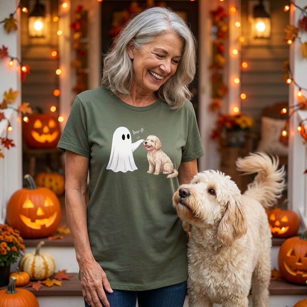 Cream Goldendoodle Ghost Boop T-Shirt in by Puppy Jo