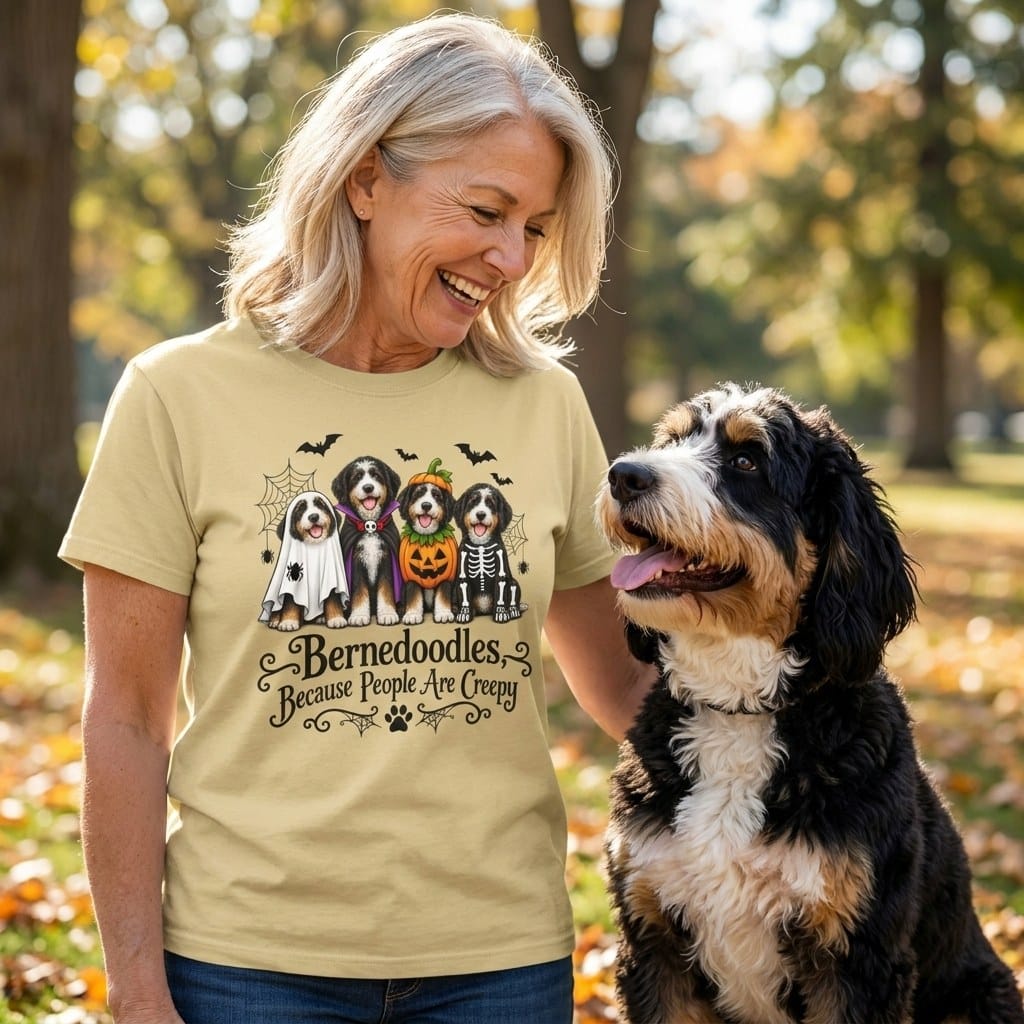 Bernedoodles Creepy Signature T-Shirt in by Puppy Jo