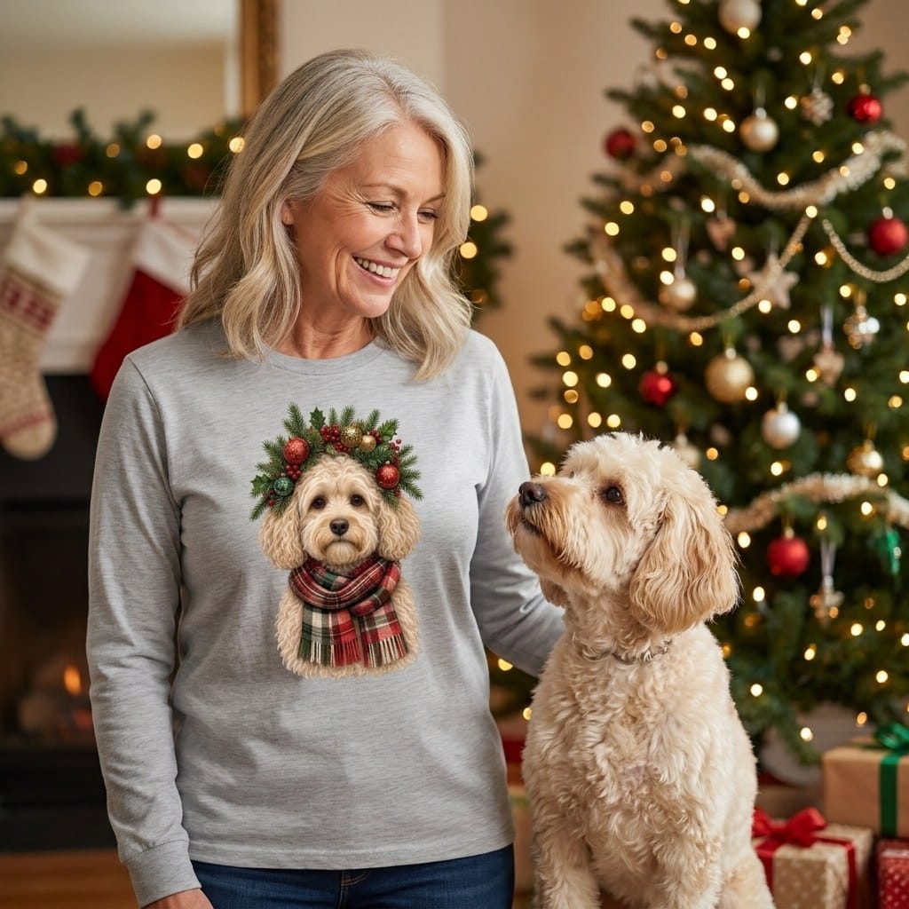 Maltipoo Holiday Crown Long Sleeve T-Shirt in by MyDesigns