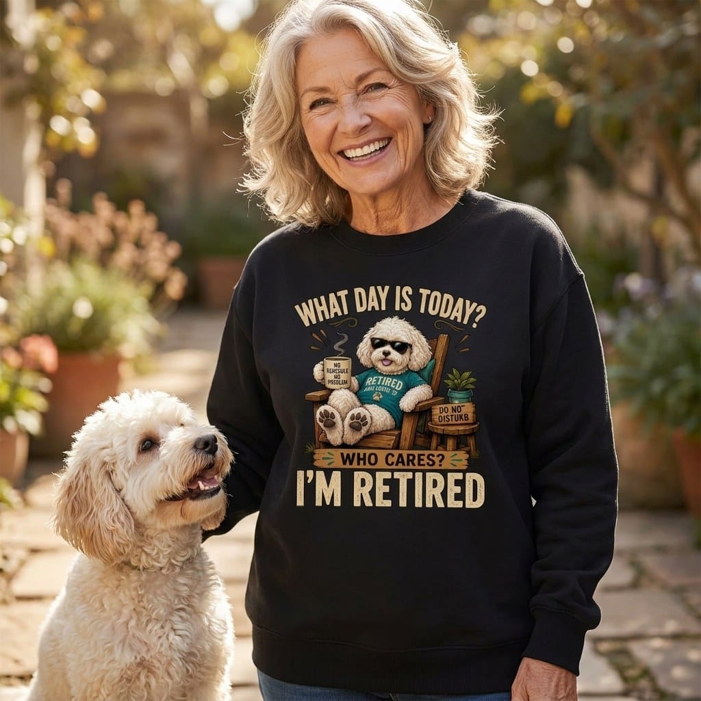 I'm Retired Maltipoo Sweatshirt in by Puppy Jo
