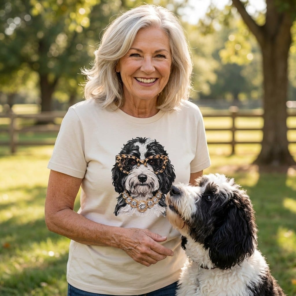 Sheepadoodle Glam T-Shirt in by Puppy Jo