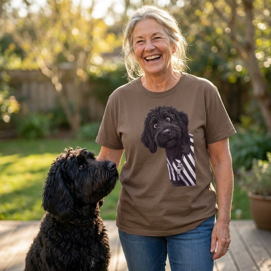 Black Goldendoodle Football Referee Signature T-Shirt in by Puppy Jo
