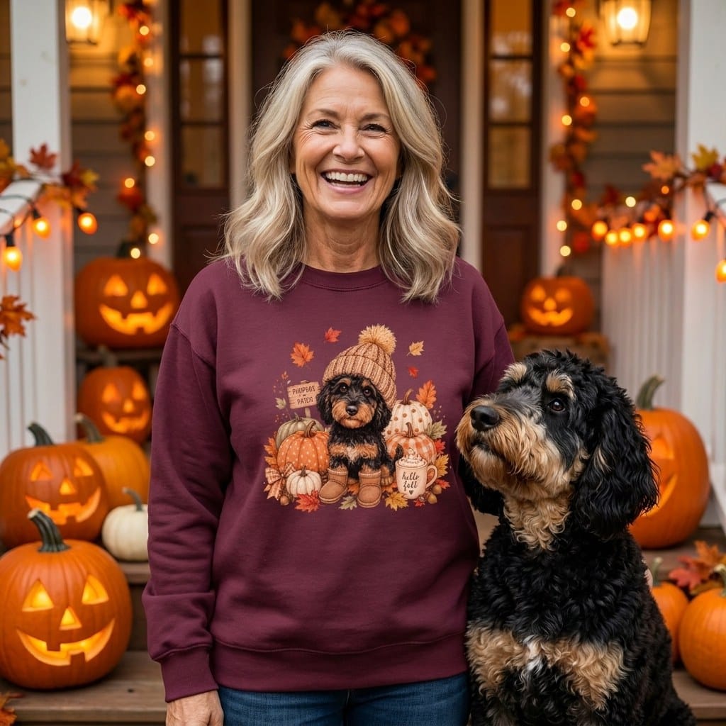 Phantom Goldendoodle Pumpkin Patch Sweatshirt in by Puppy Jo