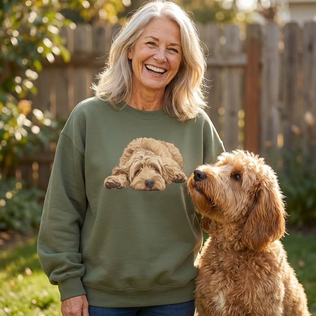 Golden Goldendoodle Snoozing Sweatshirt in by Puppy Jo