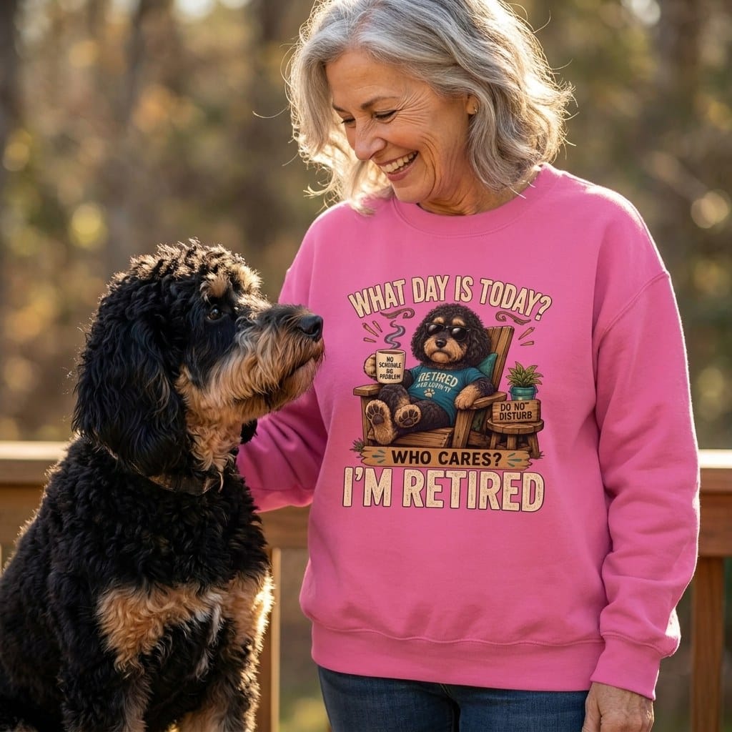 I'm Retired Phantom Goldendoodle Sweatshirt in by Puppy Jo