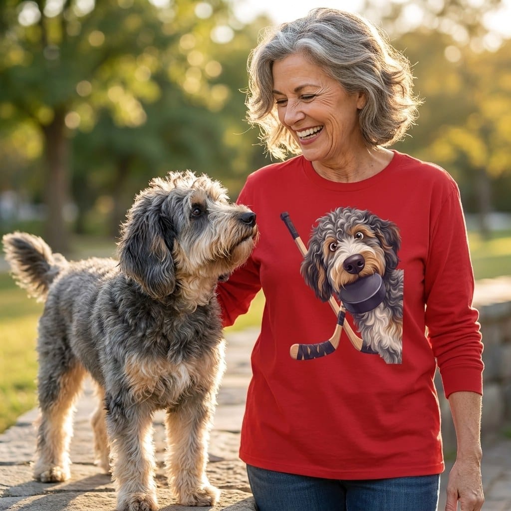 Aussiedoodle Hockey Long Sleeve T-Shirt in by Puppy Jo