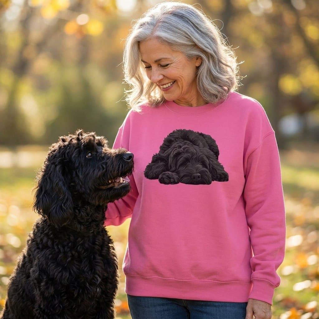 Black Goldendoodle Snoozing Sweatshirt in by Puppy Jo