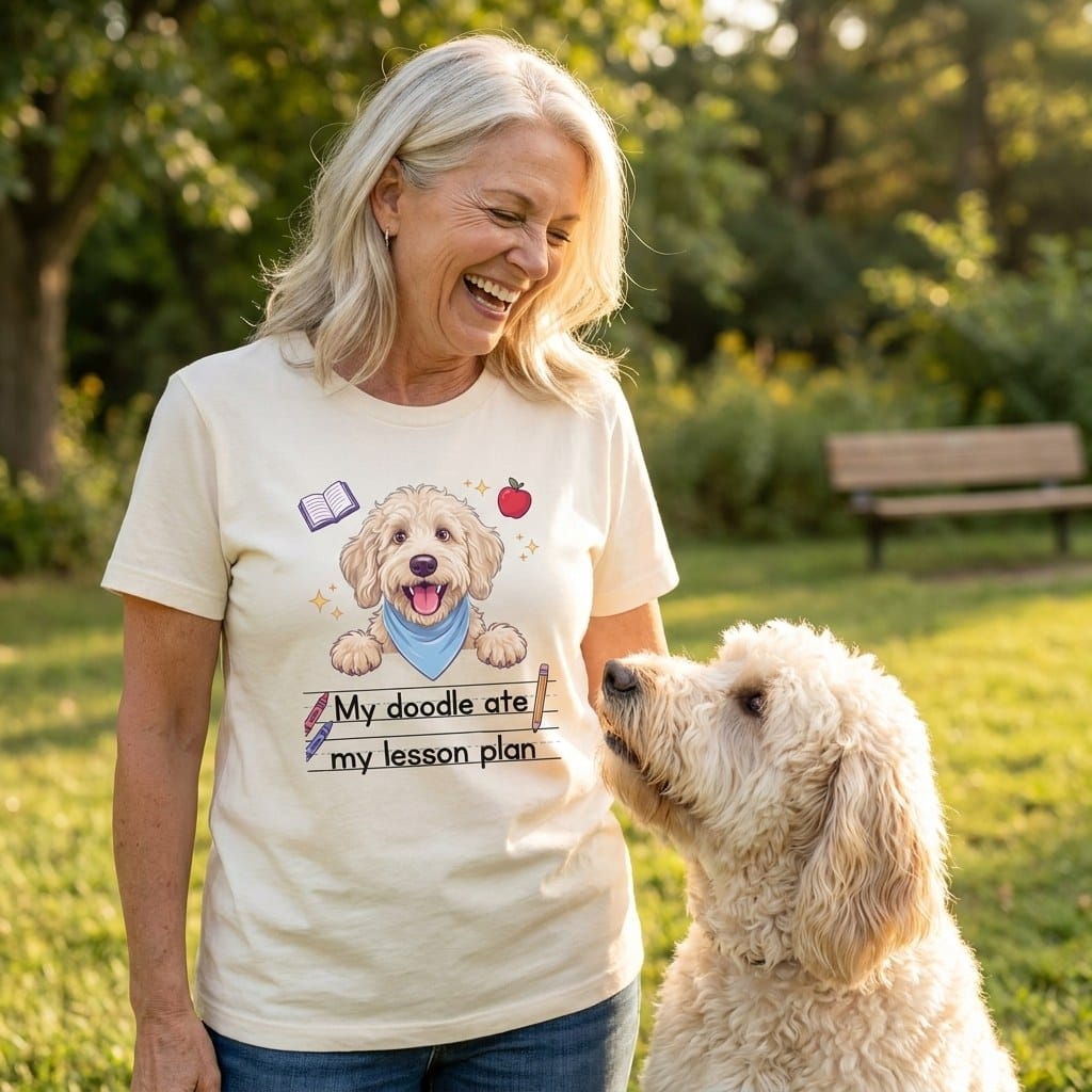 Cream Goldendoodle Ate Lesson T-Shirt in by Puppy Jo