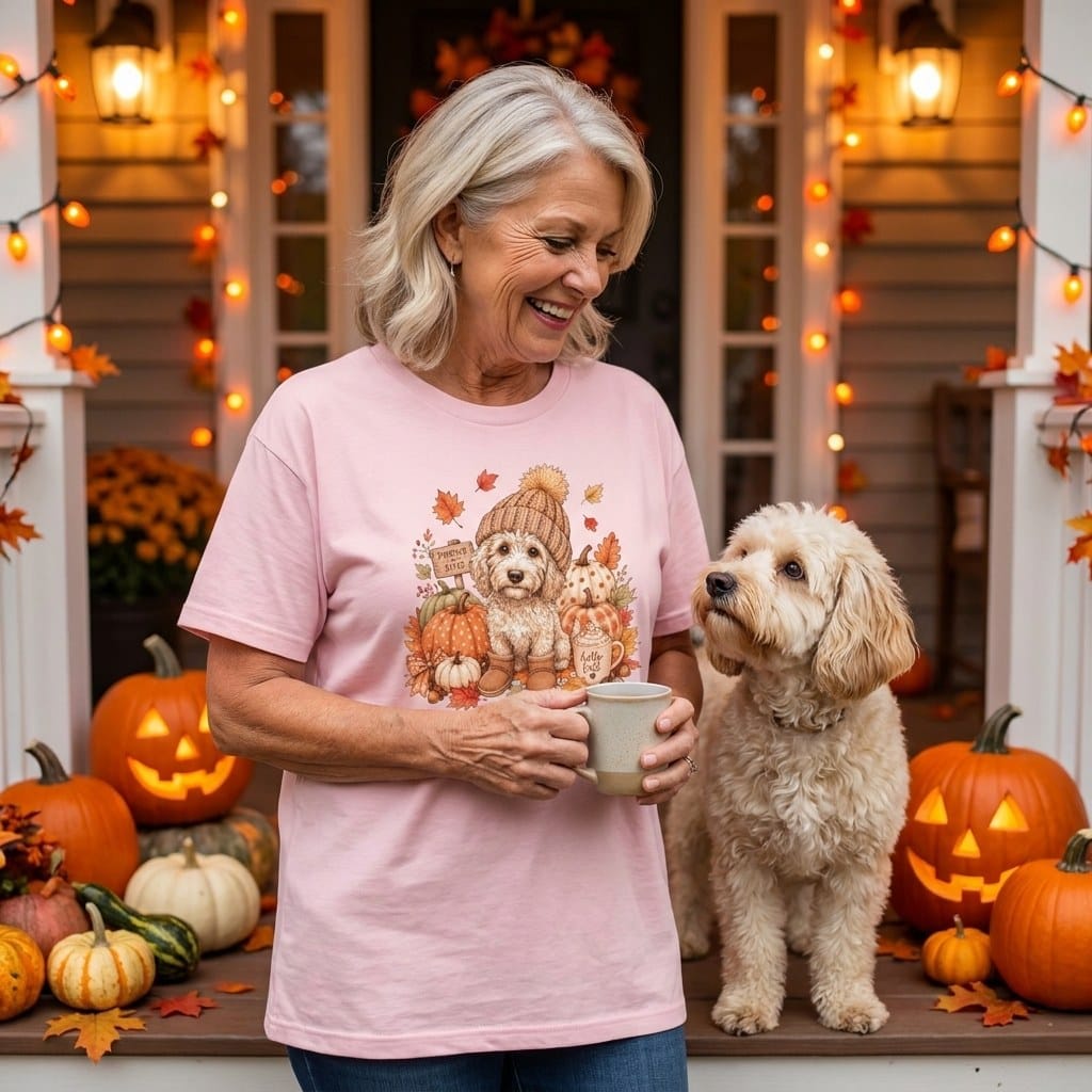 Maltipoo Pumpkin Patch T-Shirt in by Puppy Jo