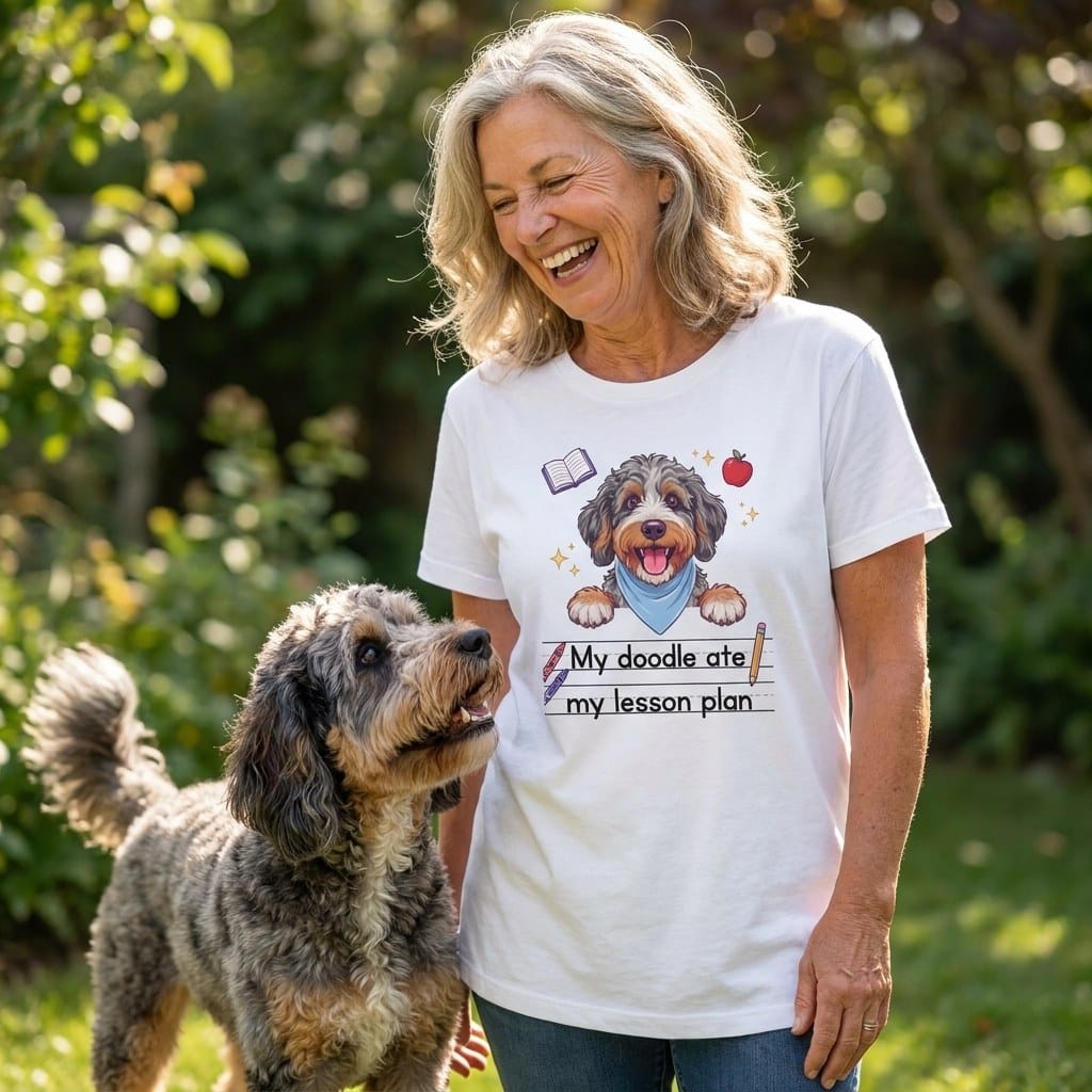 Aussiedoodle Ate Lesson T-Shirt in by Puppy Jo