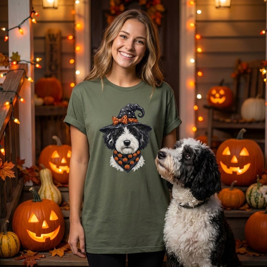 Sheepadoodle Witch Hat T-Shirt in by MyDesigns