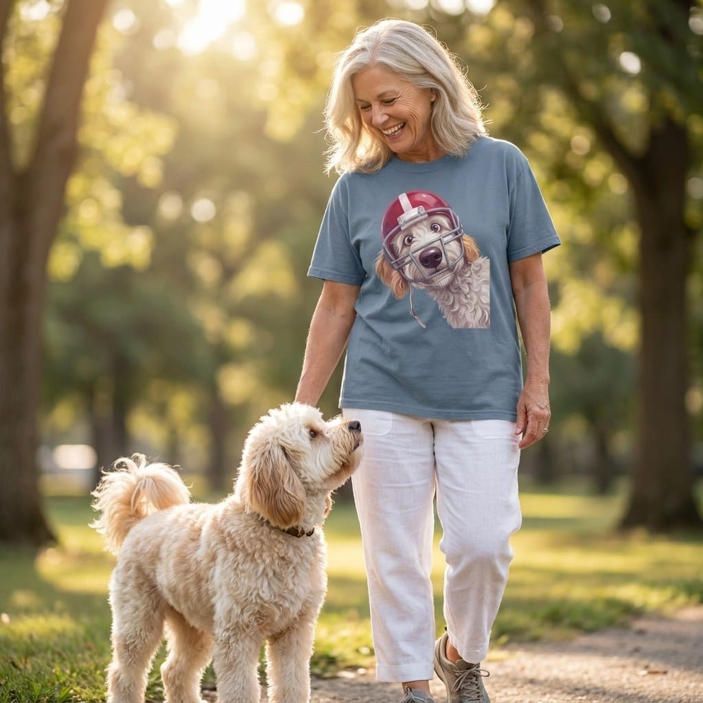 Maltipoo Football Helmet Signature T-Shirt in by Puppy Jo