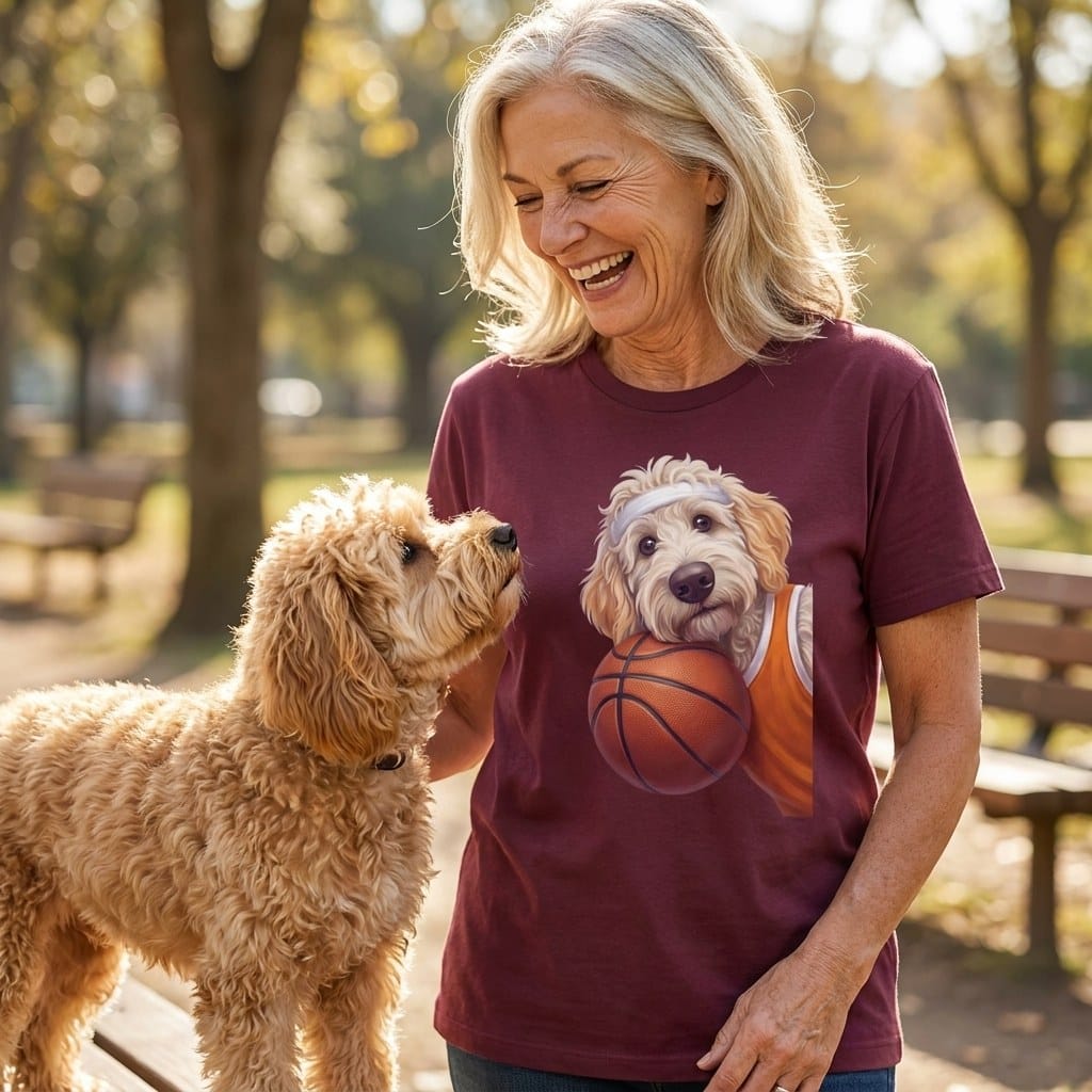 Maltipoo Basketball Player T-Shirt in by Puppy Jo