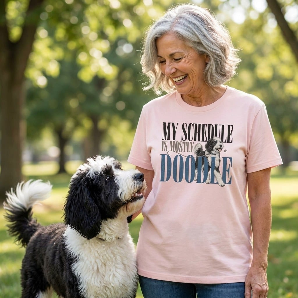 Sheepadoodle Schedule T-Shirt in by Puppy Jo