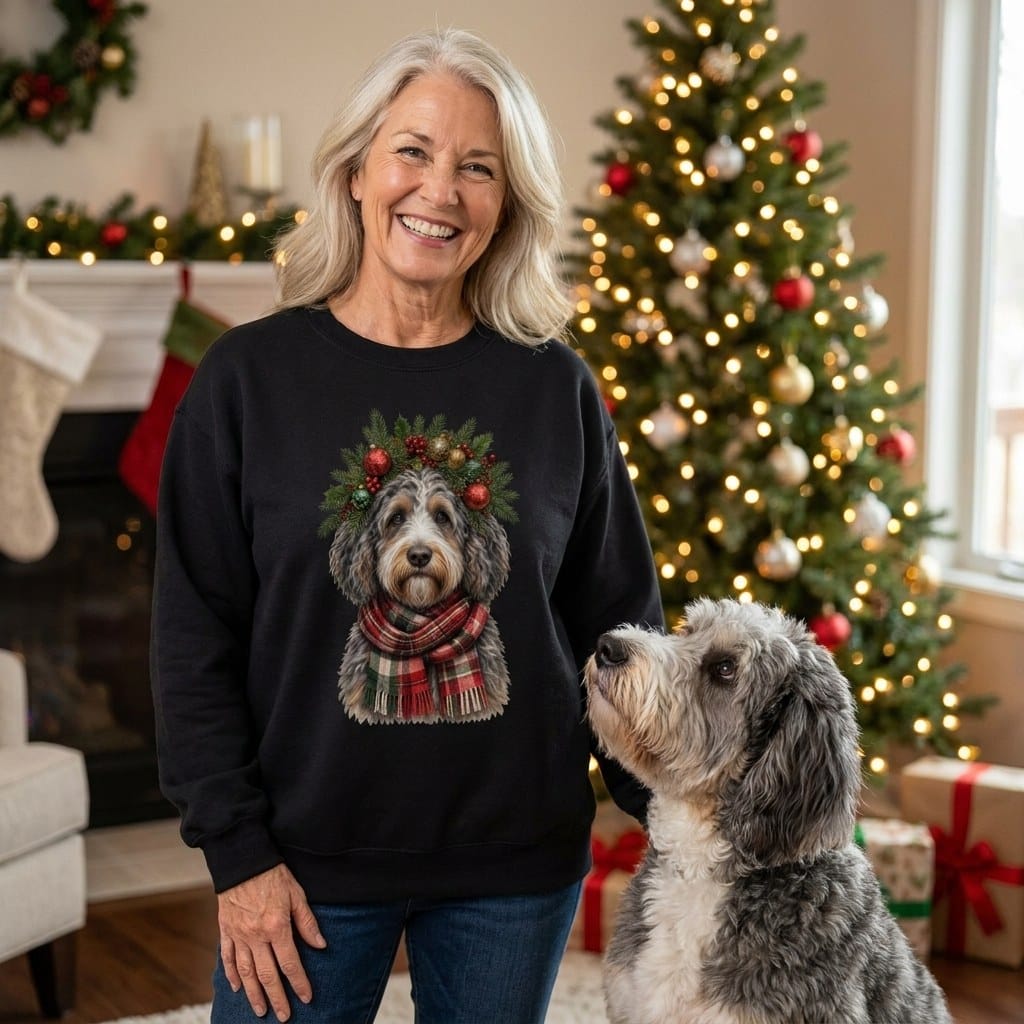 Aussiedoodle Holiday Crown Sweatshirt in by Puppy Jo
