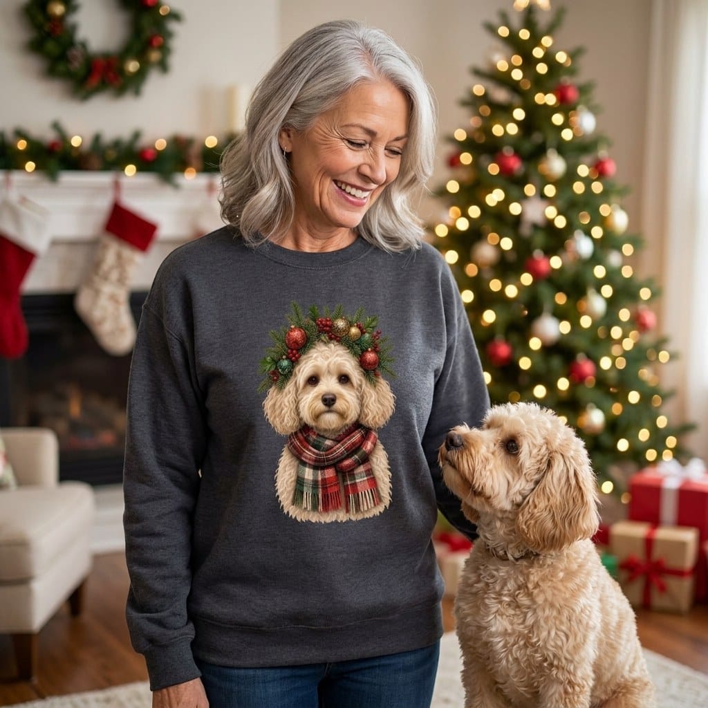Maltipoo Holiday Crown Sweatshirt in by Puppy Jo