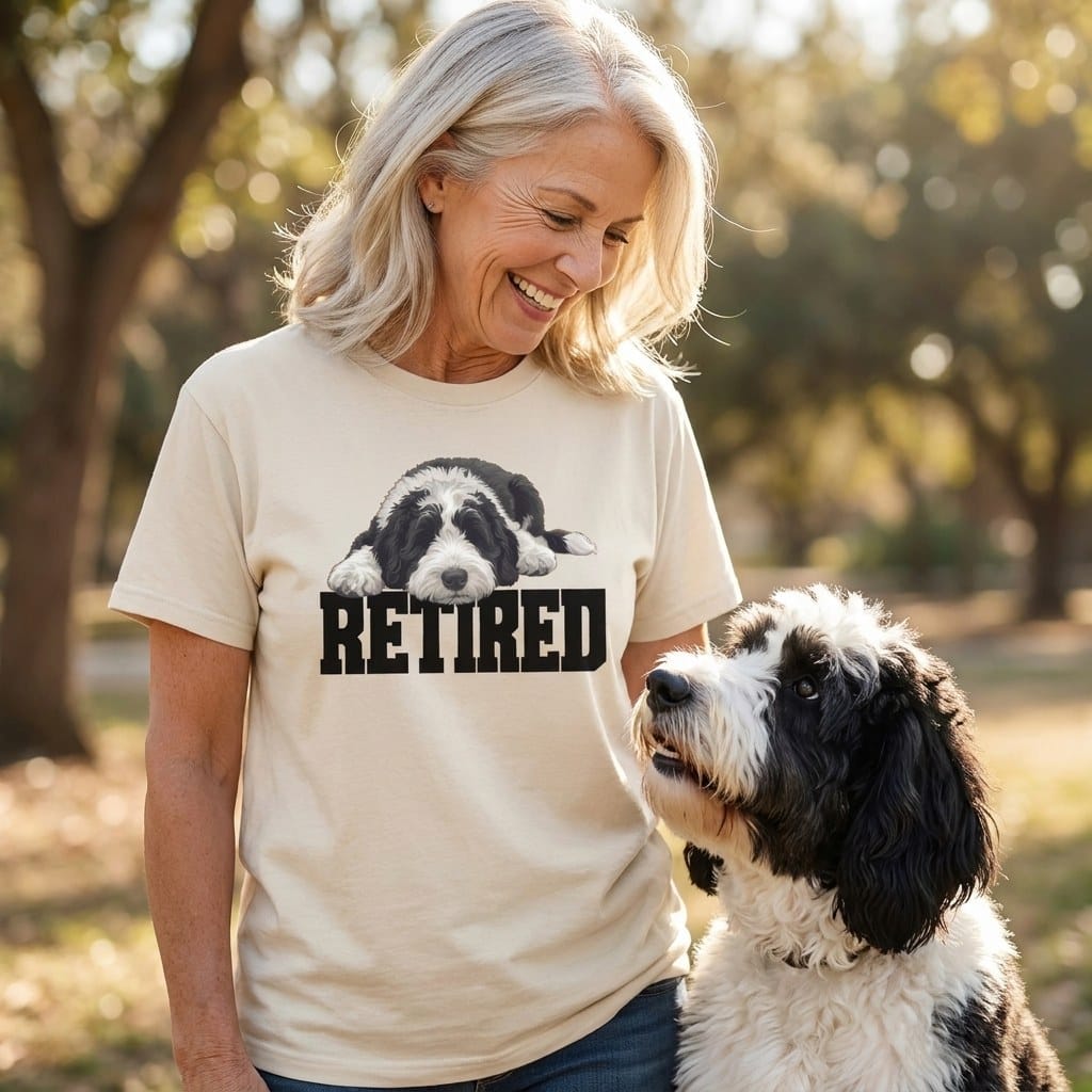 Retired Sleeping Sheepadoodle Signature T-Shirt in by Puppy Jo