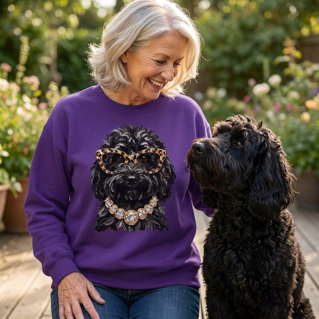 Black Goldendoodle Glam Sweatshirt in by Puppy Jo