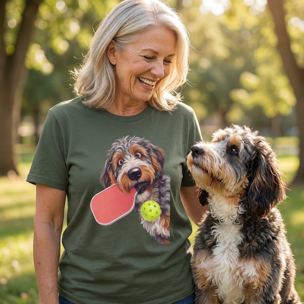 Aussiedoodle Pickleball T-Shirt in by Puppy Jo