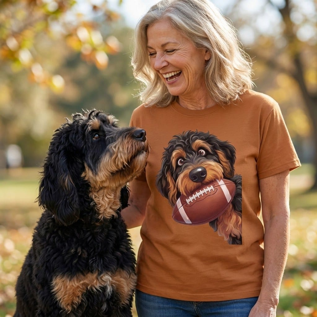 Phantom Goldendoodle Football Signature T-Shirt in by Puppy Jo