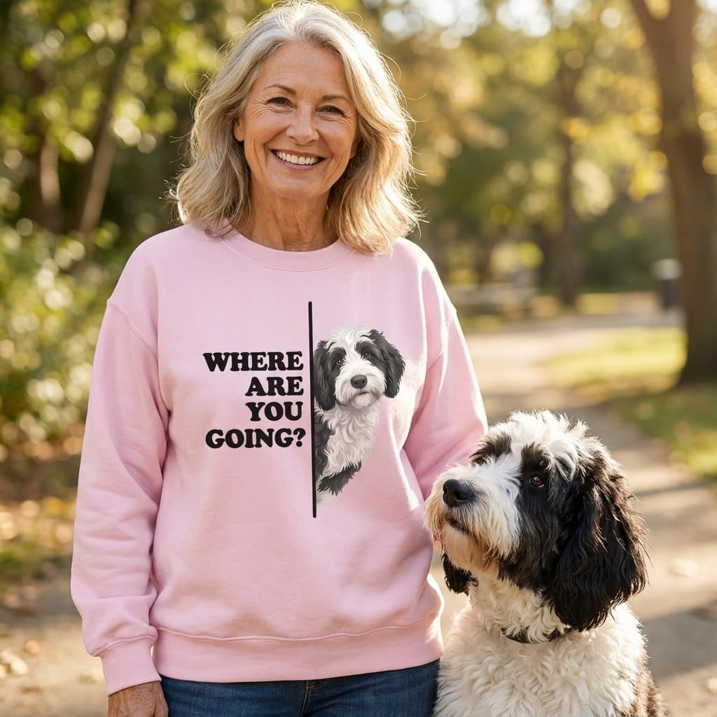 Where Going Sheepadoodle Sweatshirt in by Puppy Jo