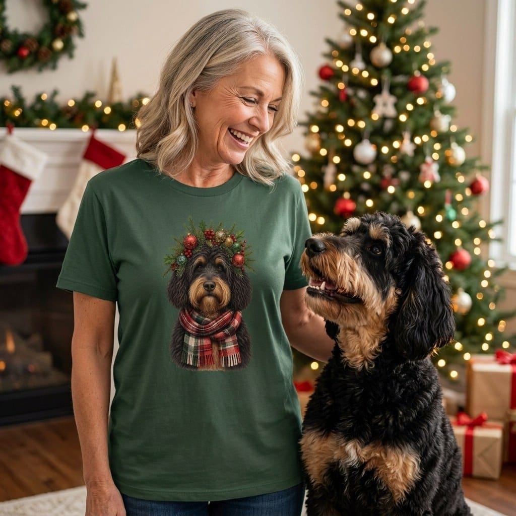 Phantom Goldendoodle Holiday Crown T-Shirt in by Puppy Jo