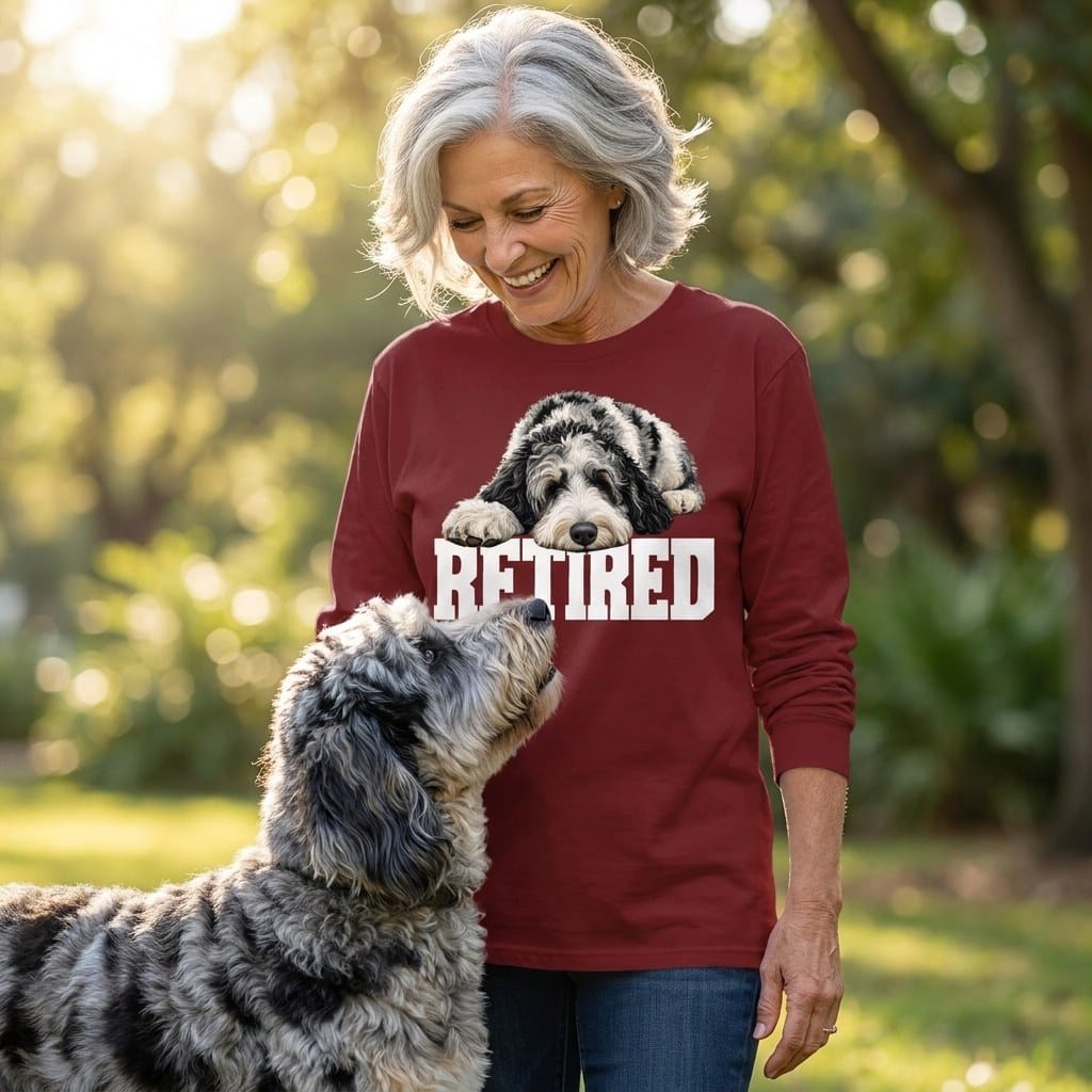 Retired Sleeping Merle Goldendoodle Long Sleeve T-Shirt in by Puppy Jo