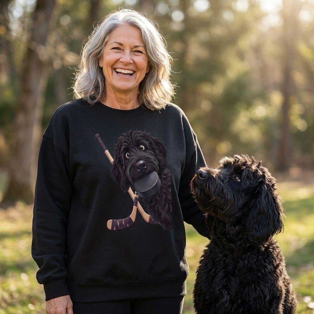Black Goldendoodle Hockey Sweatshirt in by Puppy Jo