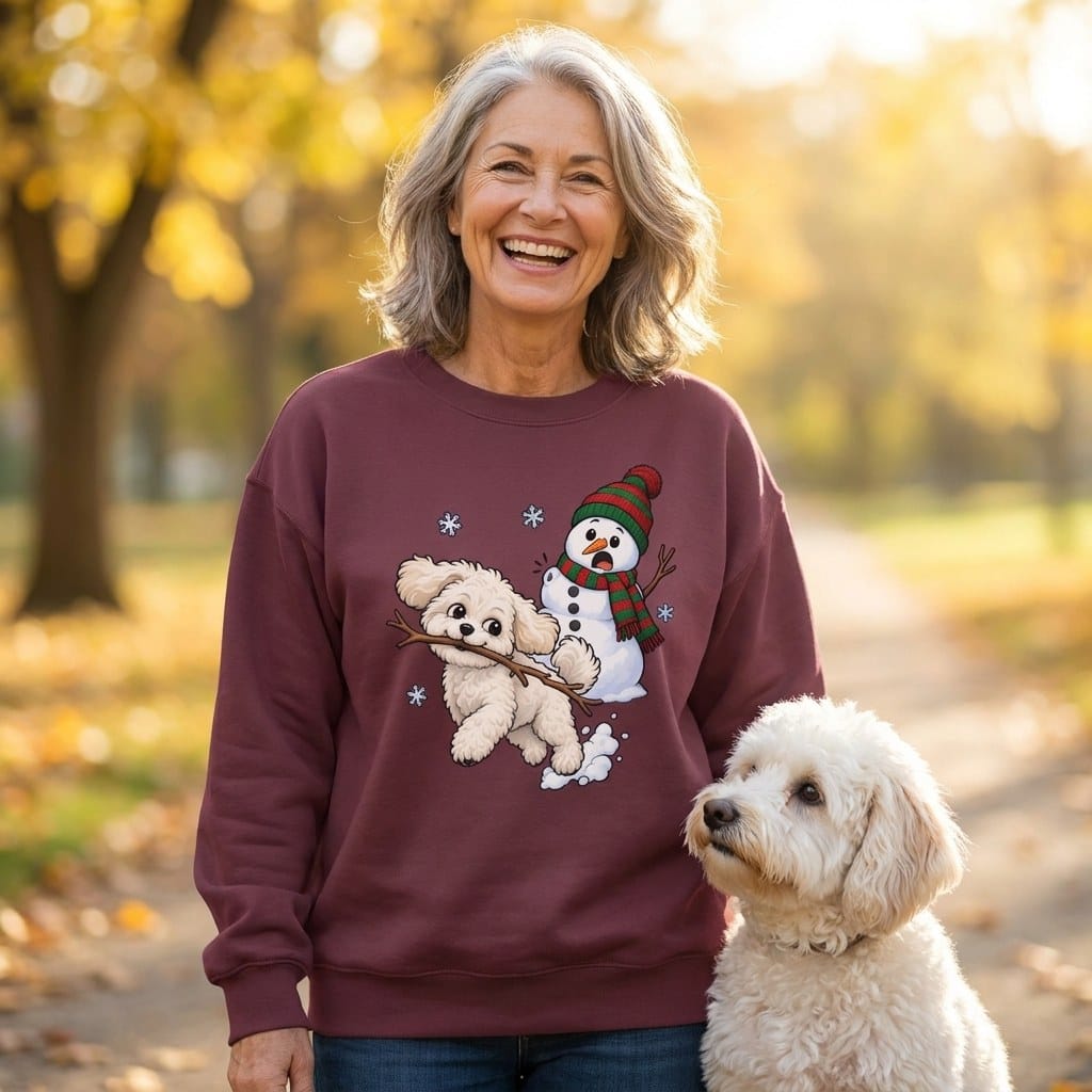 Maltipoo Snowman Sweatshirt in by Puppy Jo