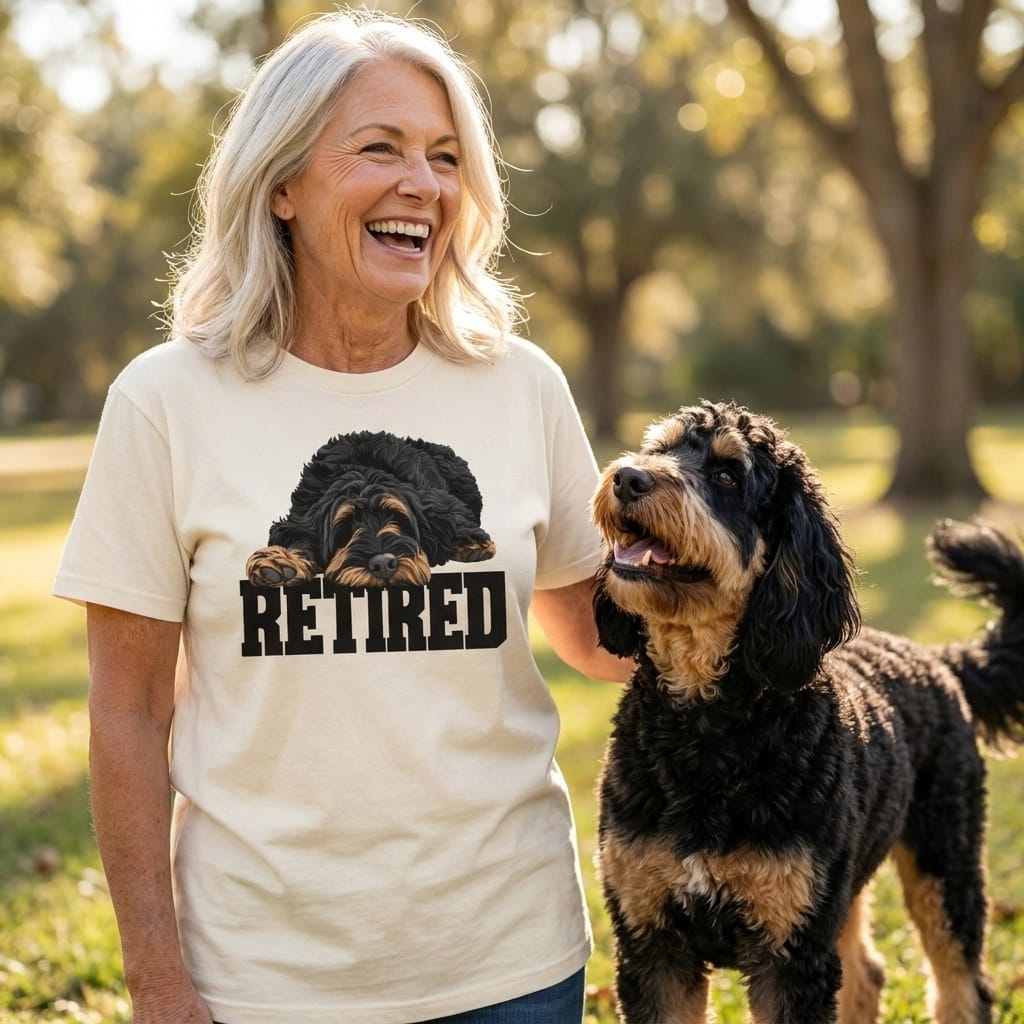 Retired Sleeping Phantom Goldendoodle Signature T-Shirt in by Puppy Jo