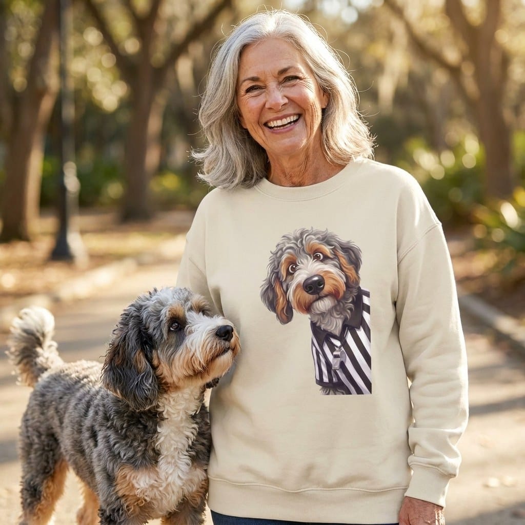 Aussiedoodle Football Referee Sweatshirt in by Puppy Jo