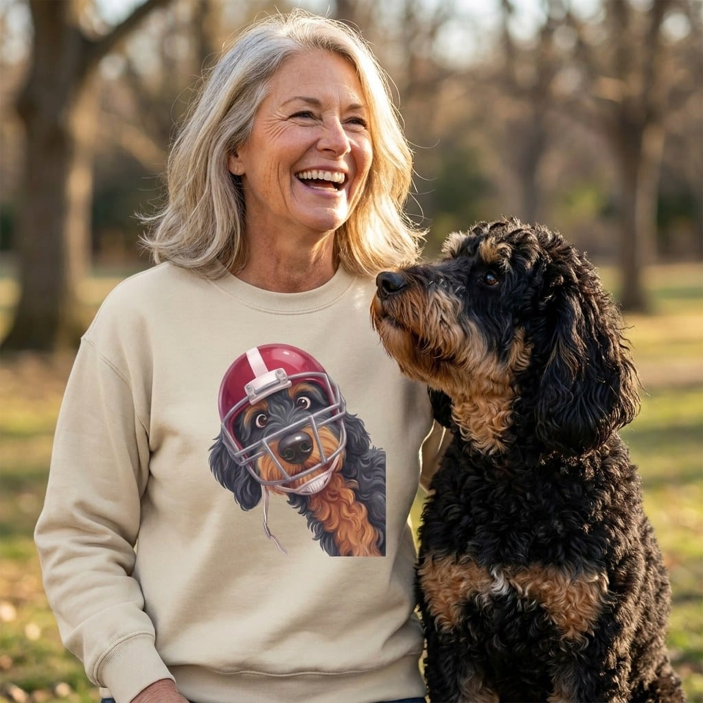 Phantom Goldendoodle Football Helmet Sweatshirt in by Puppy Jo