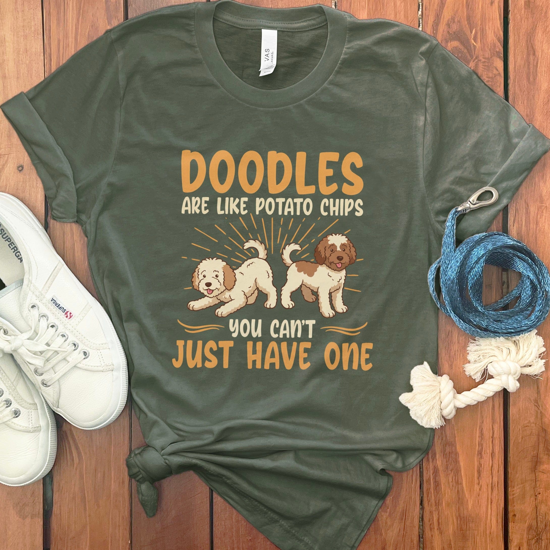 Like Potato Chips Doodle T-Shirt in Military Green / S by Puppy Jo